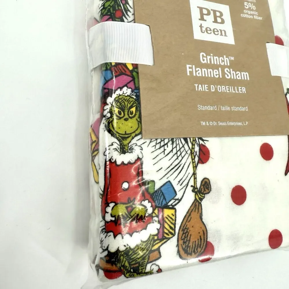 Pottery Barn Teen Dr. Seuss's Grinch Cotton Standard Pillowcase Sham New!